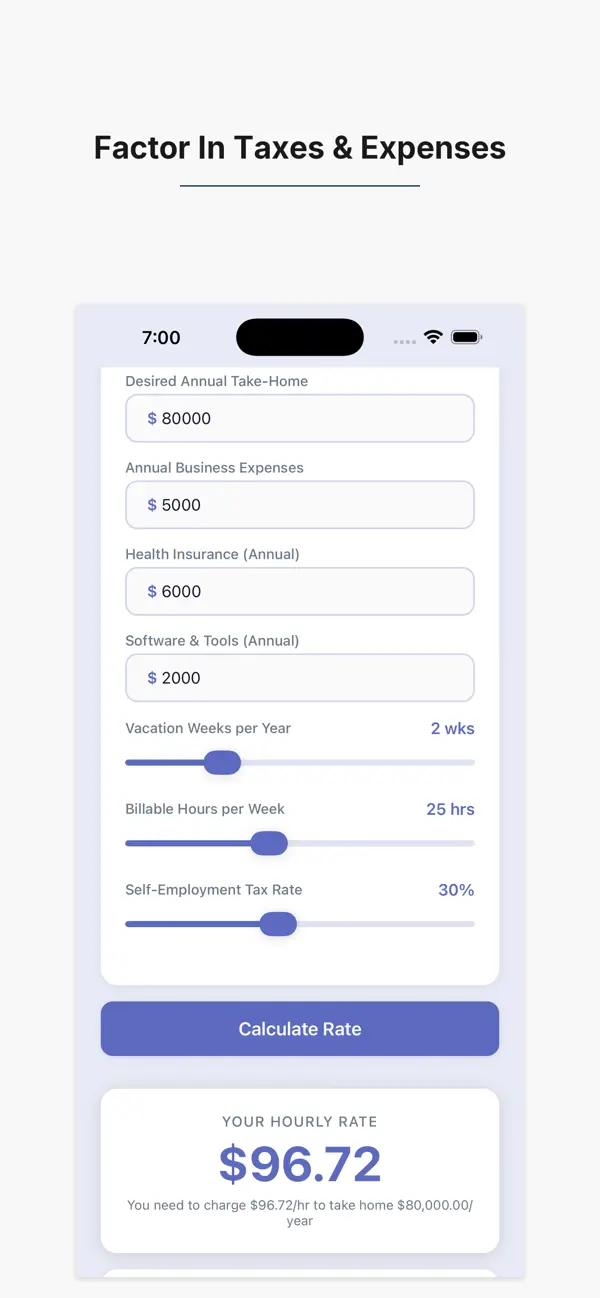 Screenshot #2 pour Freelance Rate Calculator