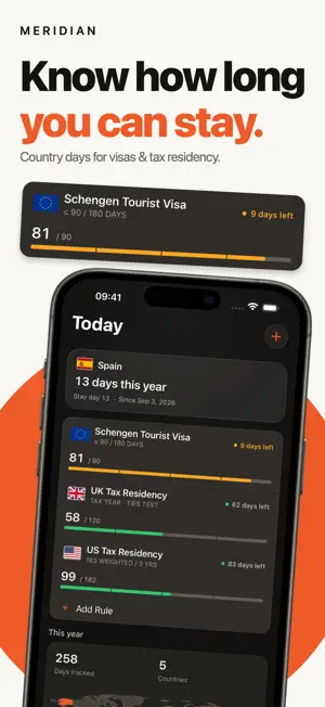 Country Days Tracker: Meridian screenshot 1