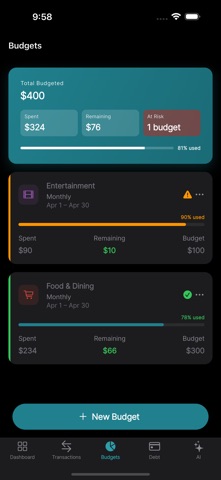 Finmate: Budget & Debt Tracker iPhone screenshot