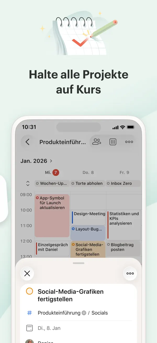 Todoist: To do list, Kalender iPhone App Screenshot 3 – Produktivität