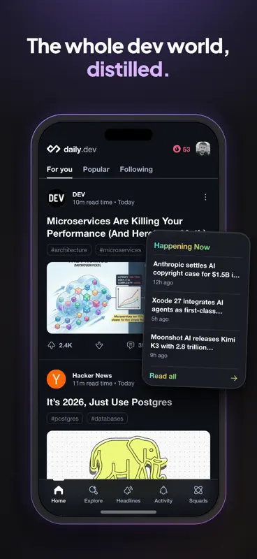daily.dev: Noticias Tech e IA screenshot 1 of 7
