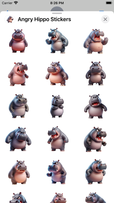 Screenshot 1 of Angry Hippo Stickers App
