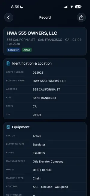 The Elevator Database screenshot 1