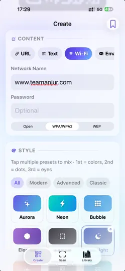 Captura de pantalla de TeamQRCode en iPhone 3