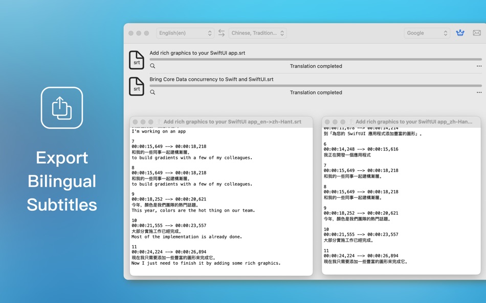 #4. Subtitle Translator Pro (macOS) Podle: Zebin Huang
