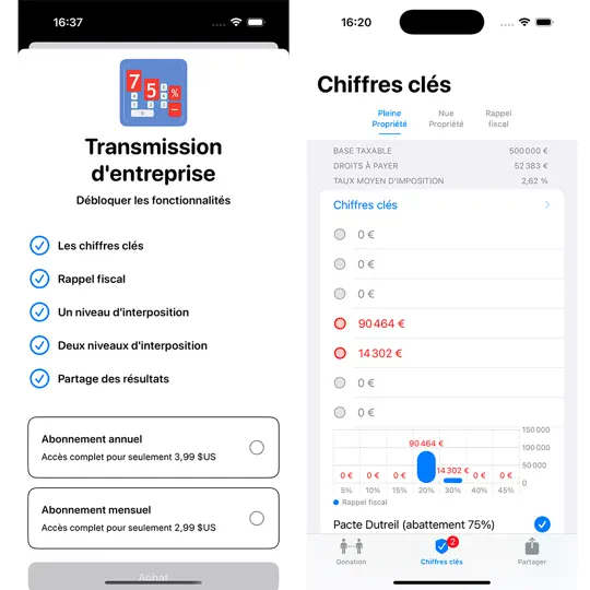 Capture d'écran de Pacte Dutreil sur iPhone 7