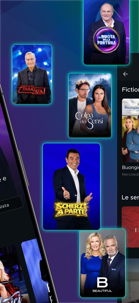 Mediaset Infinity Italia - Users can explore a rich library of Italian entertainment, from classic shows like 'Beautiful' to variety programs such as 'La Ruota della Fortuna', highlighting diverse content offerings.