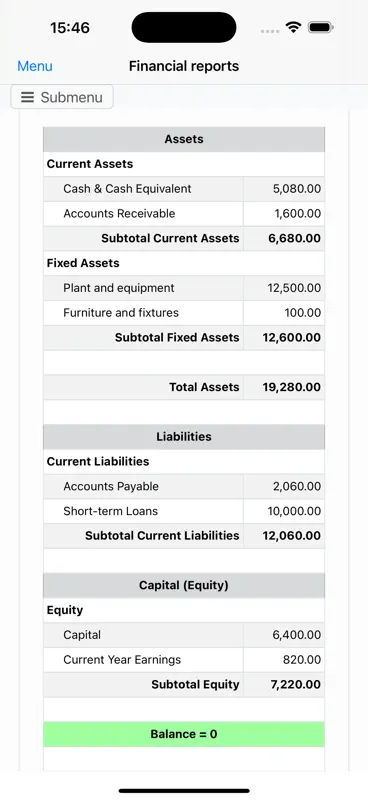 Nano Balance Sheet screenshot 1 of 10