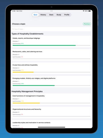 Hospitality Quiz iPad screenshot