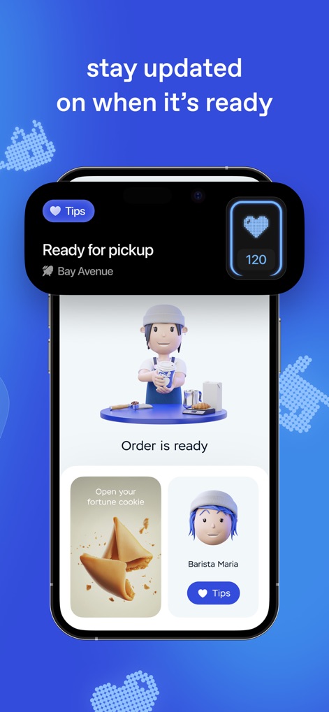 Drinkit — order your coffee - This tool delivers prominent pickup notifications and offers an interactive barista profile for a personalized experience.