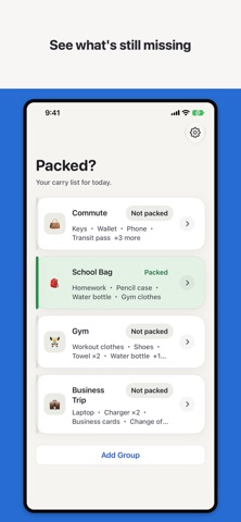 Packed - Daily Packing List screenshot