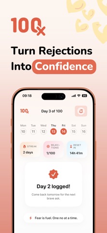 100 Rejections: Overcome Fear iPhone screenshot