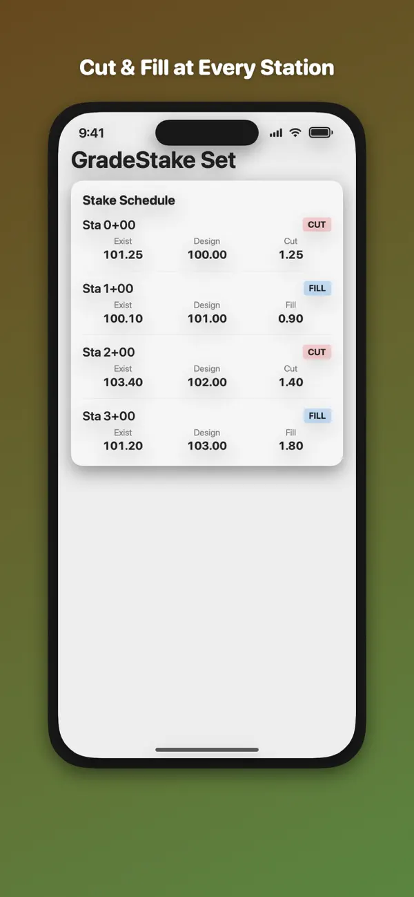 Screenshot #2 pour Grade Stake Cut & Fill Calc