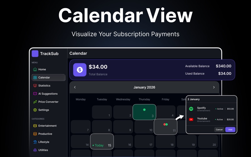 Subscription & Expense Manager iPhone screenshot