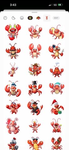 Stinky Lobster Stickers iPhone screenshot