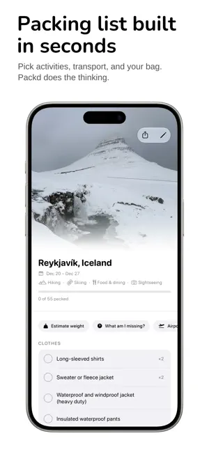 Packd - AI Packing List screenshot 1
