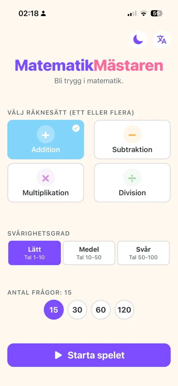 Screenshot #1 pour MatematikMästaren Pro