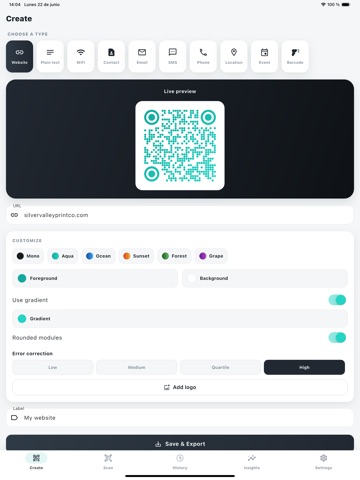 CodeForge: QR Code Maker iPad screenshot
