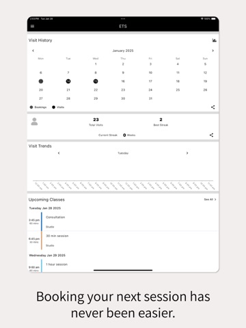 ETS Performance Athlete Portal iPad screenshot