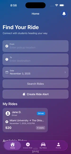 College Carpool: Student Rides screenshot 1