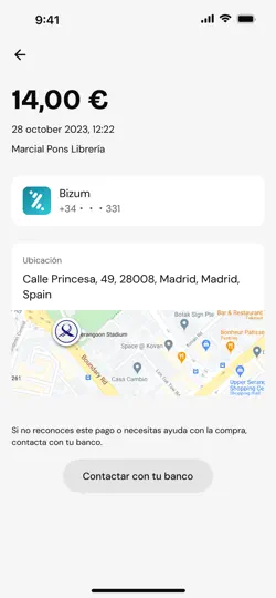 Captura de pantalla de Bizum Pay en iPhone 3