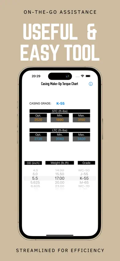 Casing Make-Up Torque Chart screenshot 1