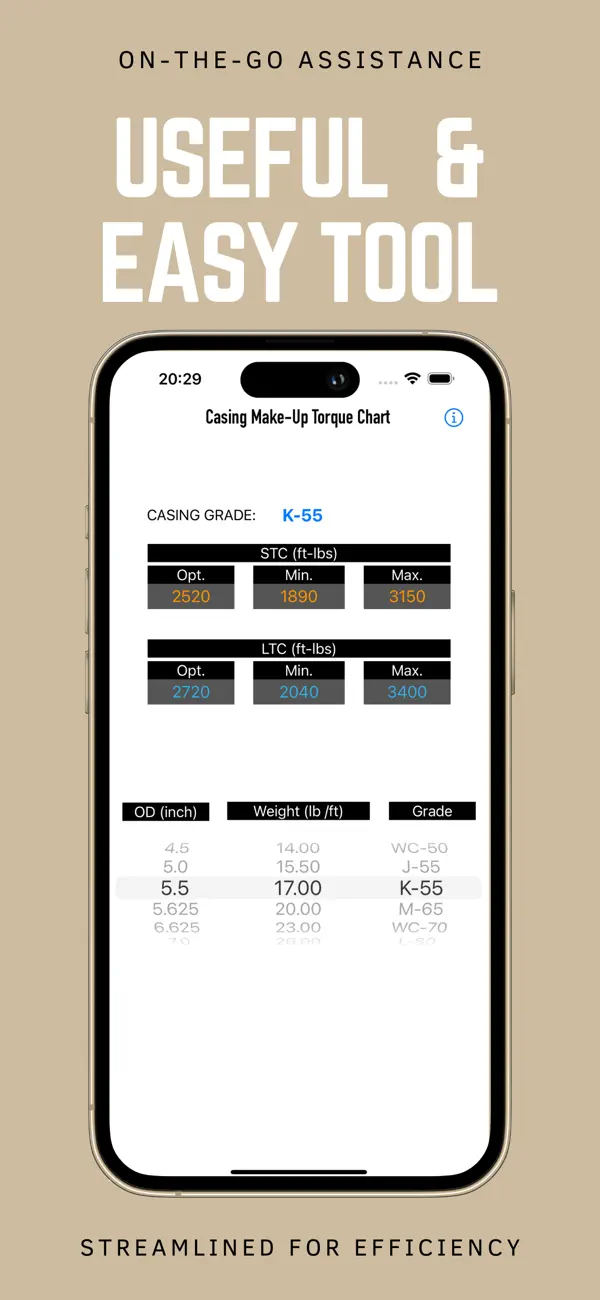 Casing Make-Up Torque Chart (iOS) Ved: zhandos uakanov