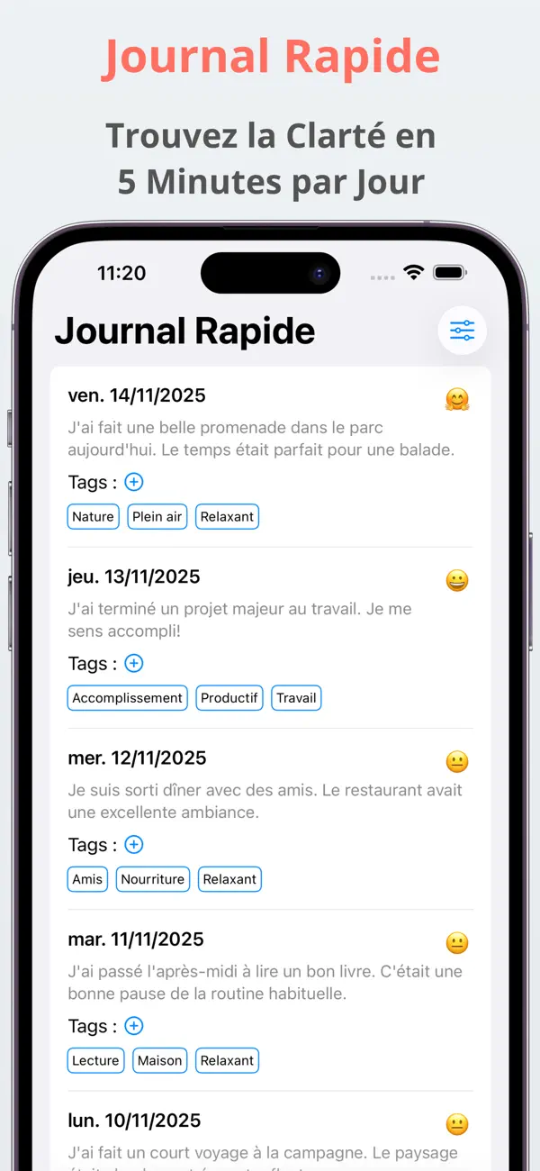 Screenshot #1 pour Journal Rapide - avec tags