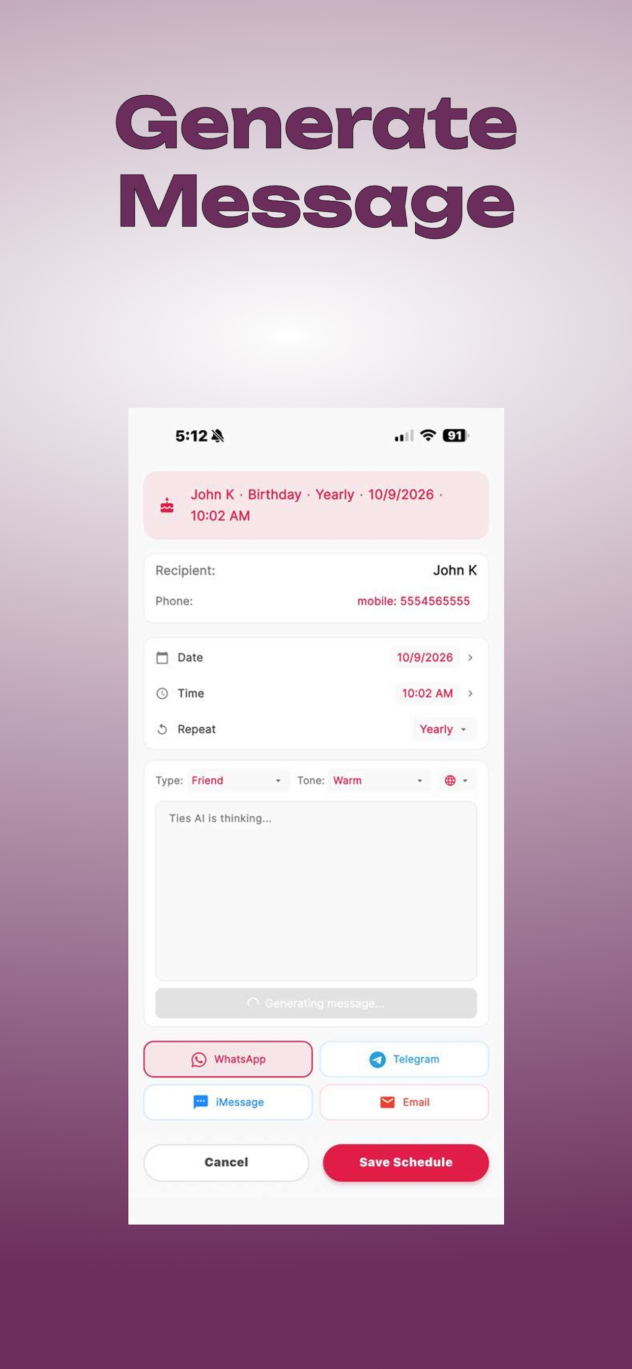 Ties AI · Reminder & Scheduler screenshot 9