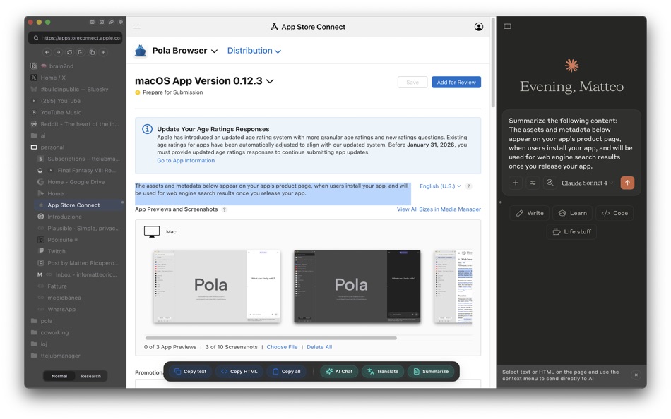#3. Pola Browser (macOS) بواسطة: Matteo Ricupero
