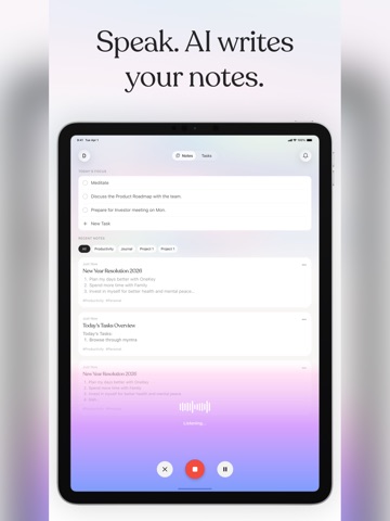 AI Voice Notes - OneKey iPad screenshot