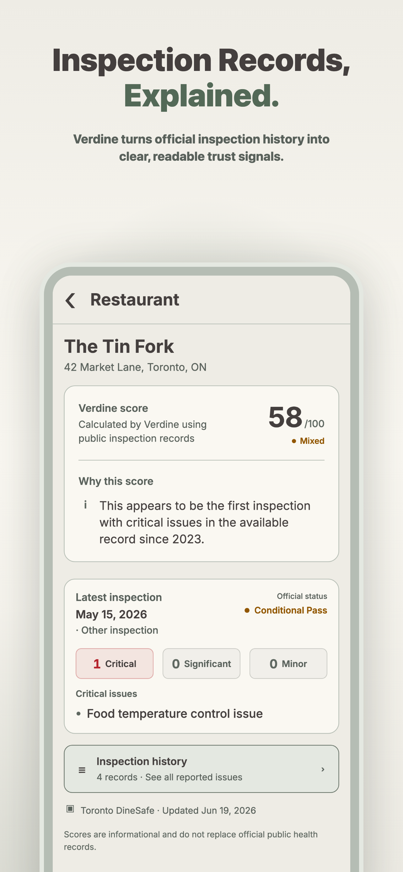 Verdine Restaurant Inspections screenshot 2
