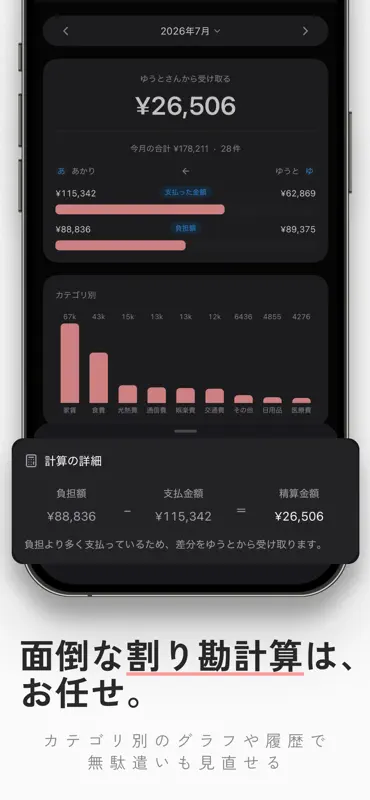 Shalife : 品目別レシート割り勘 screenshot 2 of 5