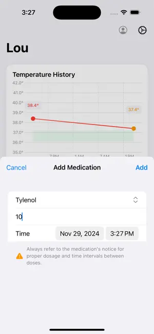 Fever Log - Track Fever & Meds screenshot 3