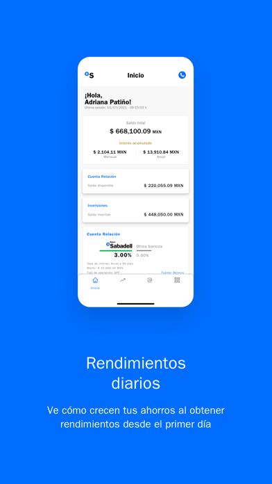 Banco Sabadell Mexico. Savings Screenshot