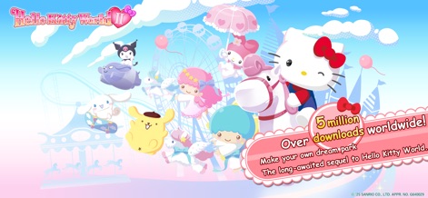 Hello Kitty World 2 - The app introduces players to a vibrant world filled with iconic Sanrio characters and promises a personalized theme park building experience.