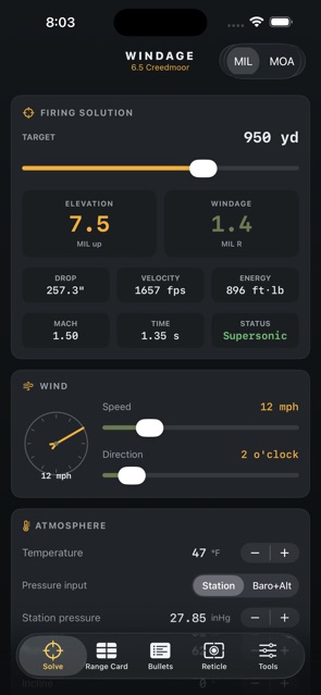 Windage: Ballistics Solver screenshot 1