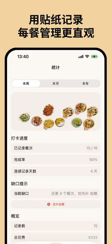 吃饭记录 - 饮食记录每天吃什么减肥打卡瘦身轻断食管理软件 screenshot 3