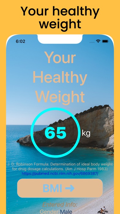 Healthy Weight Calculator Screenshot