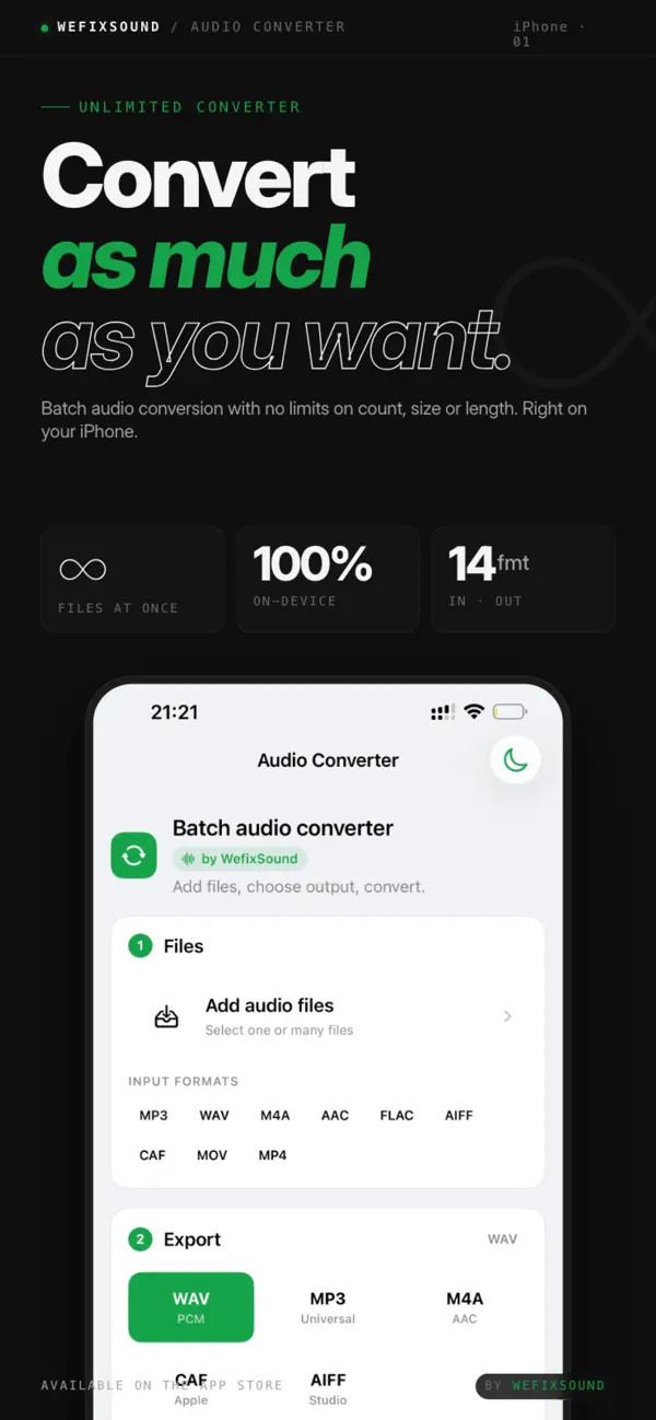 Screenshot #1 pour Unlimited Audio Converter