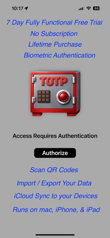 Biometric TOTP Authenticator screenshot