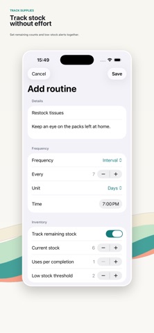 WhenNext: Routines & Stock Screenshot 3 of 6