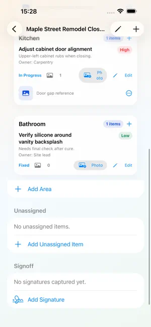 PunchProof Punch List screenshot 3