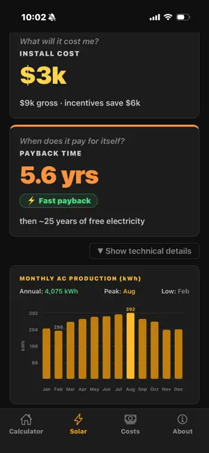 PVCalc: Solar Panel Calculator screenshot 3