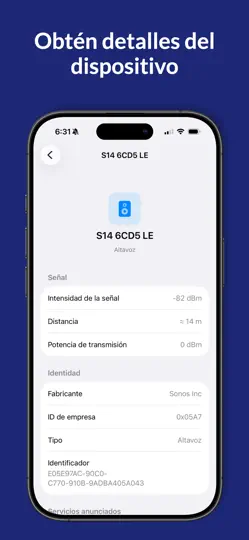 Captura de pantalla de BlueSpotter en iPhone 2