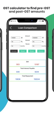 EMI, GST & Loan Calculator screenshot
