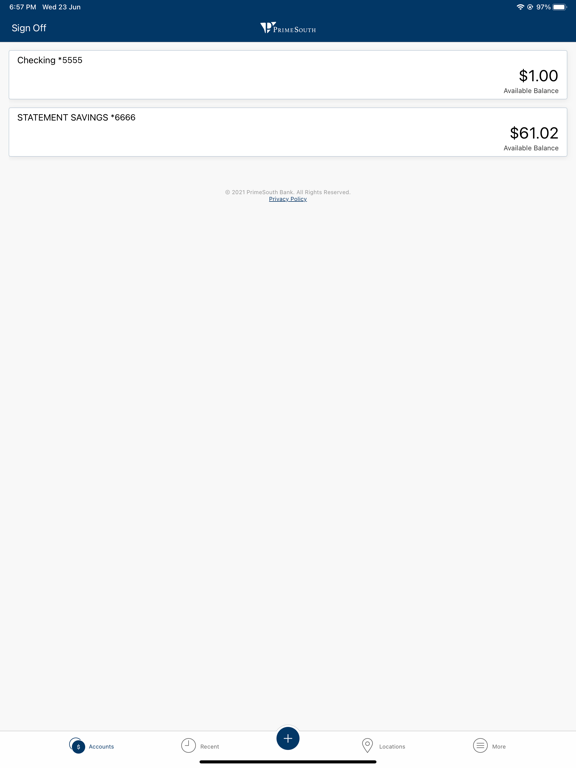 PrimeSouth Bank GA iPad screenshot 1 - Finance app