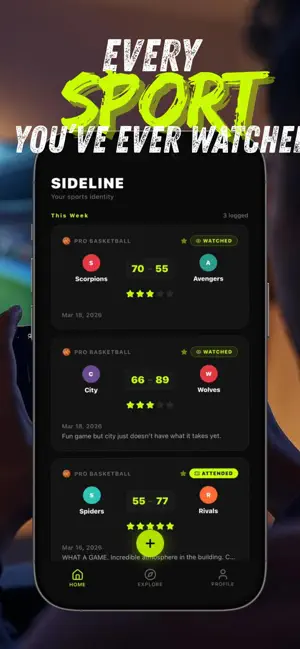 Sideline: Sports Tracker screenshot 1