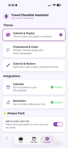 Travel Checklist Assistant Screenshot 6 of 8