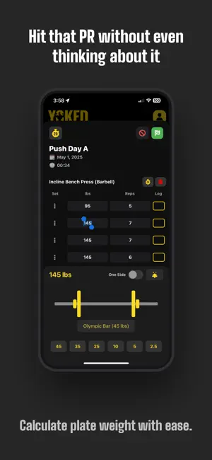 Yoked: Workout Tracker Gym Log screenshot 3